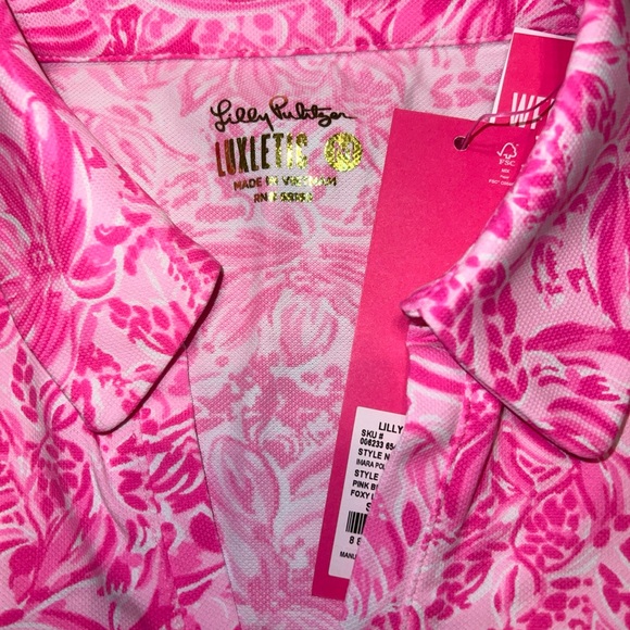 Lilly Pulitzer MEDIUM Foxy Llama IMARA SLEEVELESS POLO TOP Pink Blossom - Picture 2 of 6
